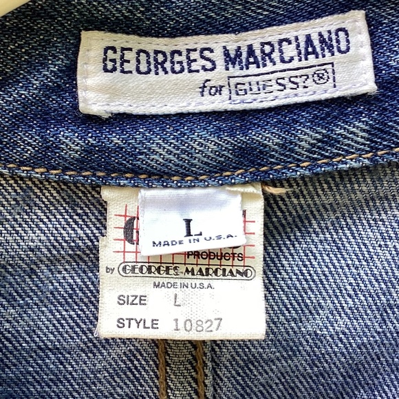 Vintage 80’s/90’s GUESS Denim/Jean jacket, cropped.  Women, size L - Picture 3 of 8